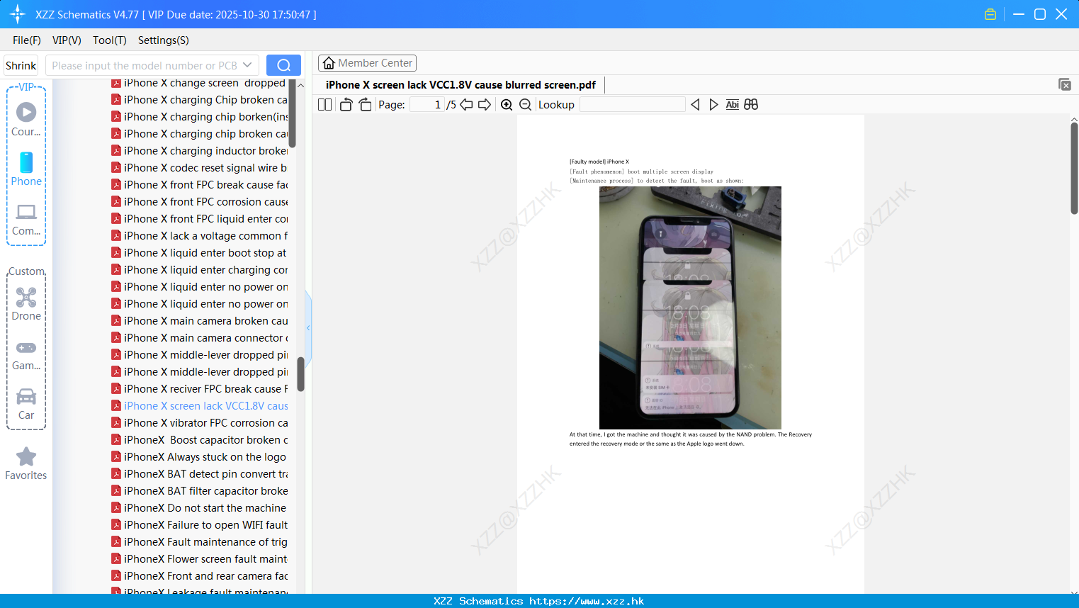 IPhone X Screen Lack VCC1.8V Cause Blurred Screen